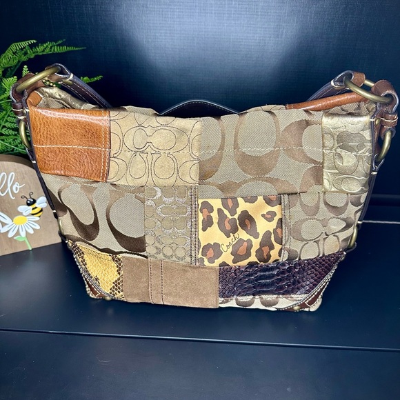 Y2K Coach Carly Leopard Patchwork Shoulder Bag 11496 - Picture 7 of 10